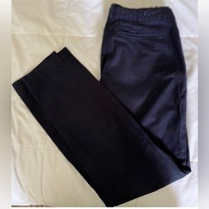 Navy blue, straight leg Lacoste pants. Mid weight cotton.